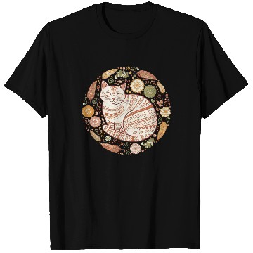 Discover Boho Cat – Cozy Mandala Feather Circle T Shirts