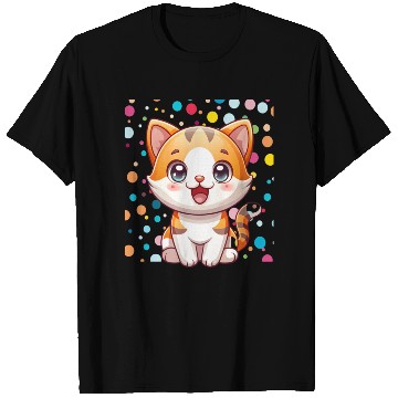 Discover Adorable Cartoon Cute Cat Polka Dots  T Shirts