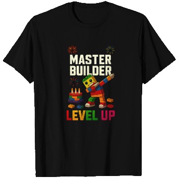 Discover Master Builder Level Up Birthday Kids Party T Shirts