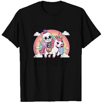 Discover stay weird skeleton unicorn T Shirts