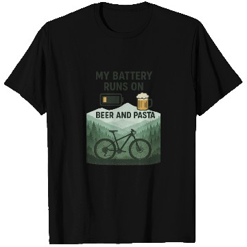 Discover Battery Icon with Beer and Pasta Theme T Shirts