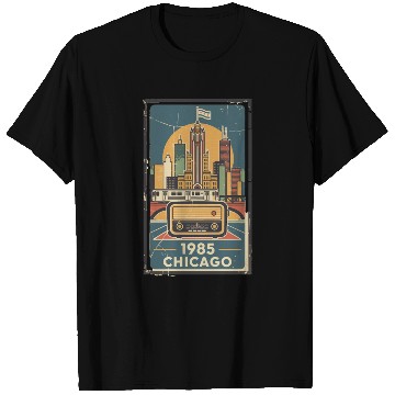 Discover Vintage Chicago Skyline with Retro Radio T Shirts