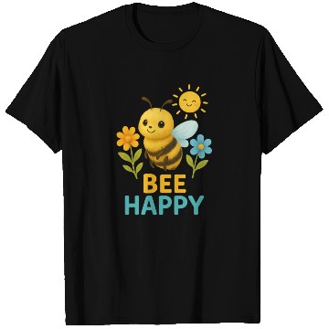 Discover Bee Happy T Shirts – Cute Bee with Flowers and Sun