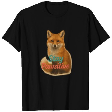 Discover Stay Pawsitive Fox T Shirts – Motivational Animal L
