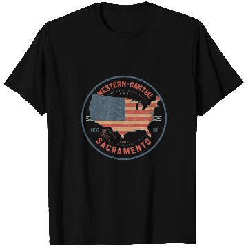 Discover Western-Capital Sacramento Map Badge T Shirts