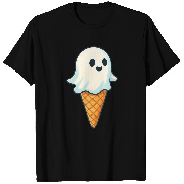 Discover Cute Ghost Ice Cream Illustration T Shirts