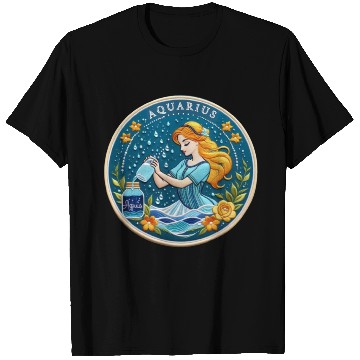Discover Aquarius Stylish Watercolor Zodiac Illustration T Shirts