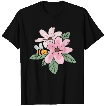 Discover Charming Blossom and Bee Illustration T Shirts