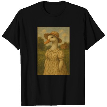 Discover Whimsical Duck Lady in Vintage Dress T Shirts