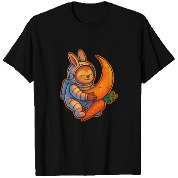 Discover Adorable Moon Bunny with Carrot T Shirts