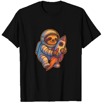 Discover Joyful Sloth Astronaut Rocket Scene T Shirts