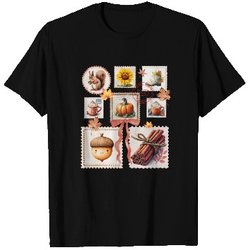 Discover Watercolor Autumn Postage Stamps Fall Vibes Autumn T Shirts