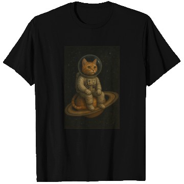 Discover Celestial Cat in Astronaut Suit T Shirts