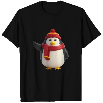 Discover Festive Penguin in Winter Gear T Shirts