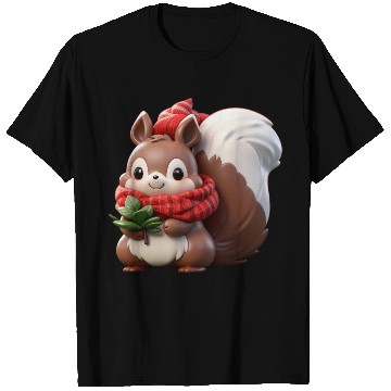Discover Festive Squirrel with Plaid Hat and Scarf T Shirts