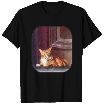 Discover Orange Tabby in Doorway T Shirts