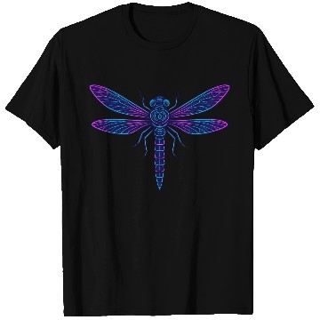 Discover Neon Mythical Dragonfly Illustration T Shirts