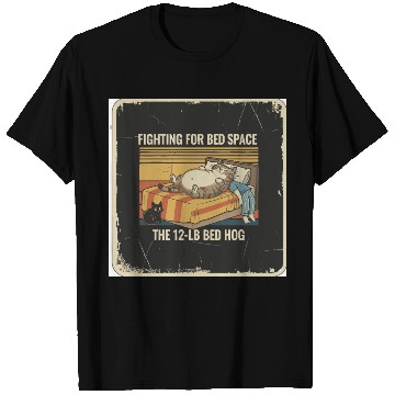 Discover Fighting for Bed Space Cat Design T Shirts