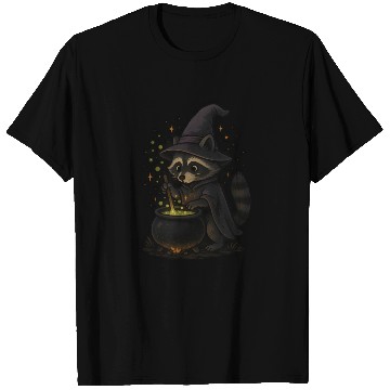 Discover Mystical Raccoon Witch in Magic Cauldron T Shirts