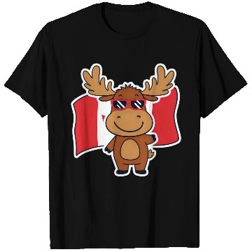 Discover Playful Moose with Canadian Flag T Shirts