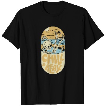 Discover Skeleton Chilling on Beach Sunset T Shirts