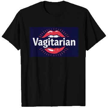 Discover Vagitarian logo red lips funny lesbian present  T Shirts