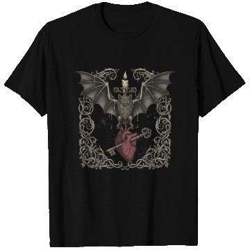 Discover Gothic Bat Heart Candle Design T Shirts