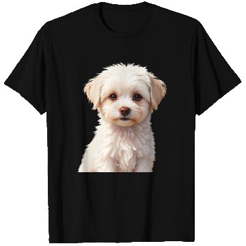 Discover Adorable White Puppy Portrait Design T Shirts