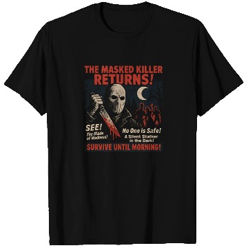 Discover Masked Killer Returns Slasher Movie Poster Vintage T Shirts