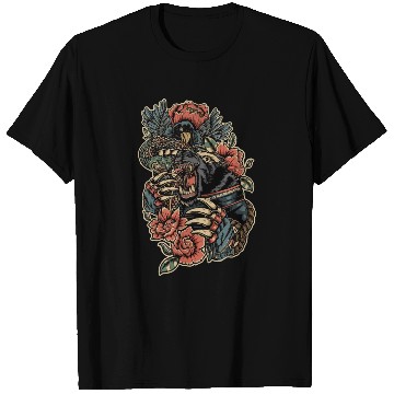 Discover Mythical Beast and Floral Fusion Design T Shirts