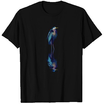 Discover Great Blue Heron Stands Reflected T Shirts