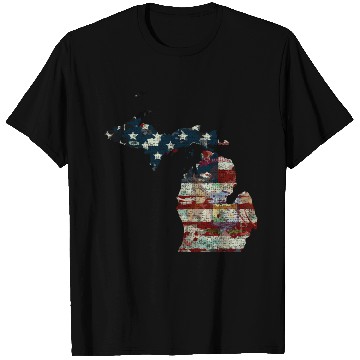 Discover State And Country Michigan Patriot Flag State Tees T Shirts