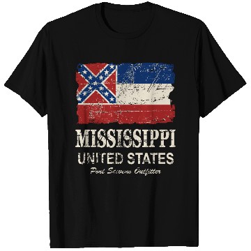 Discover Mississippi Flag - Vintage Look T Shirts