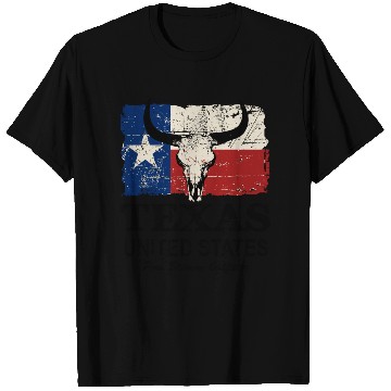 Discover Texas Bull Flag - Vintage Look T Shirts