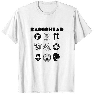 Discover Radiohead Black All Icon T-Shirts