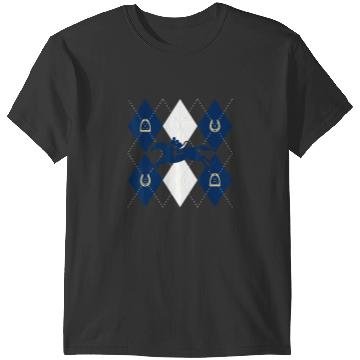 Discover Disney Mickey Mouse Horse Racing Silhouette Argyle Pattern T-Shirts