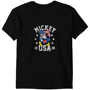Discover Disney Mickey Waving Flag USA T-Shirts