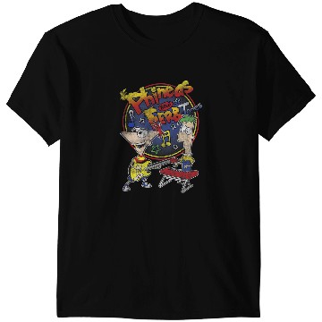 Discover Disney Phineas And Ferb-Tones Distressed Band Logo T-Shirts