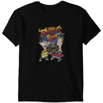 Discover Disney Phineas And Ferb-Tones Distressed Band Logo T-Shirts