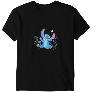 Discover Disney Stitch with Flowers Butterfly Easter Spring Vibes T-Shirts