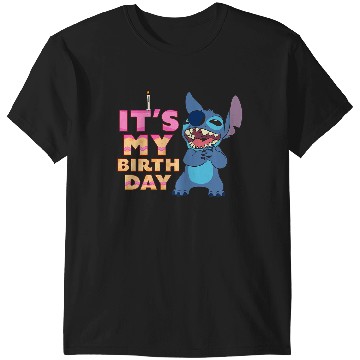 Discover Disney Lilo Stitch It's My Birthday Happy Text Stack T-Shirts