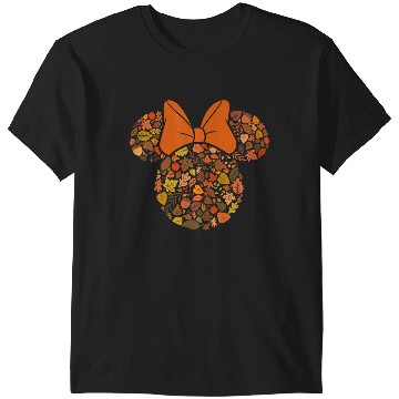 Discover Disney Minnie Mouse Head And Ears Icon Fall Leaves T-Shirts