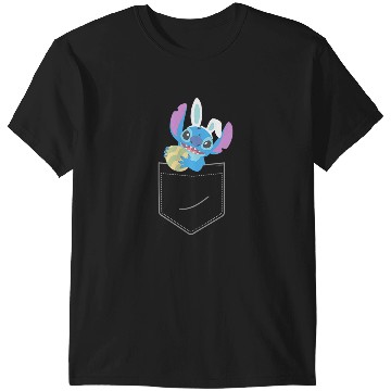 Discover Disney Stitch Easter Egg and Bunny Ears Corner Pocket Art T-Shirts