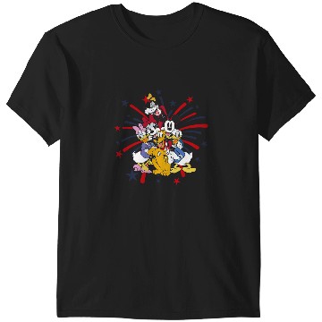 Discover Disney Mickey Classic 4th Of July Fireworks Group Hug T-Shirts