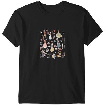 Discover Disney Princess  Collage Icons Group Shot Chest T-Shirts