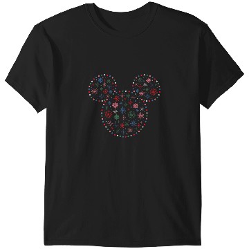 Discover Disney Mickey Mouse Icon Christmas Holiday Lights Snowflakes T-Shirts