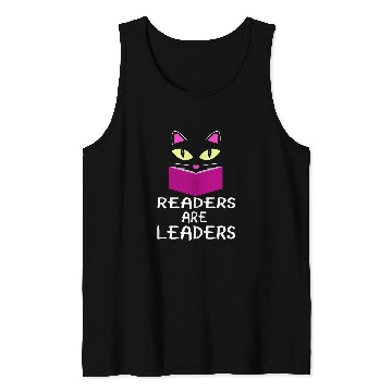 Discover Cute Kitty Cat Face Readers Are Leaders Tank Tops