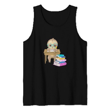 Discover Cute Sloth Glasses Reading School Book Writing Math Desk Tank Tops