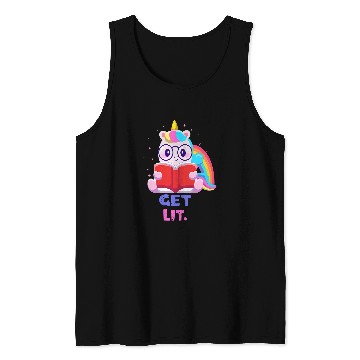 Discover Book Readers Get Lit Reading Books Funny Unicorns Tank Tops