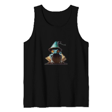 Discover Anthromorphic Tiny Wizard Lizard Wizard Hat Magic Book Tank Tops